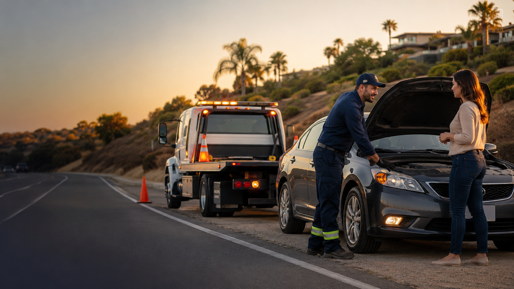 iTow provider repairing a vehicle roadside