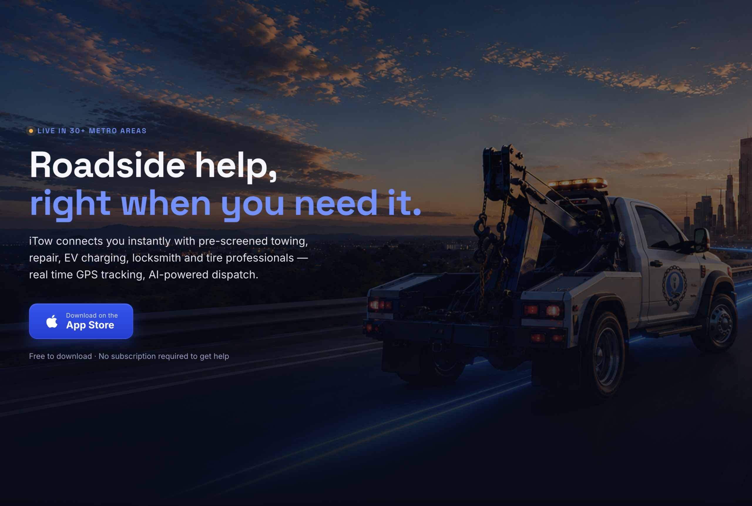 iTow app-download landing page